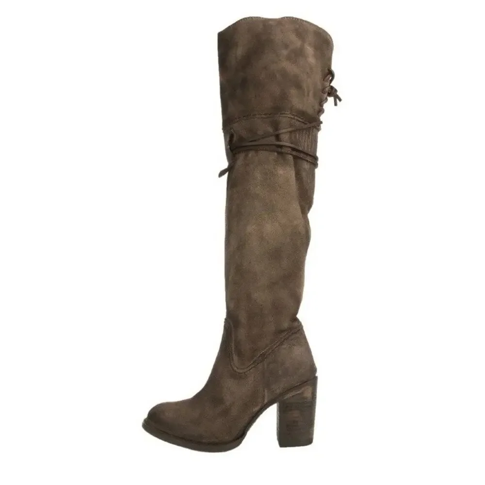 Freebird by Steven FB-Brock Suede Over The Knee Boho Rustic Gray Boots 8